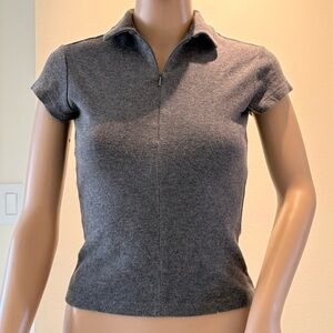 Gray Women's Zip-Up Polo Top